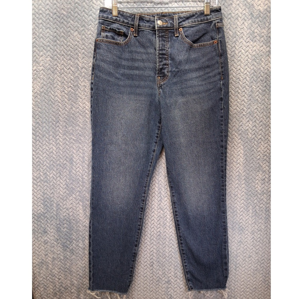 Old Navy Womens 8 OG Straight High Rise Jeans Twila Medium Wash Raw Hem 547034